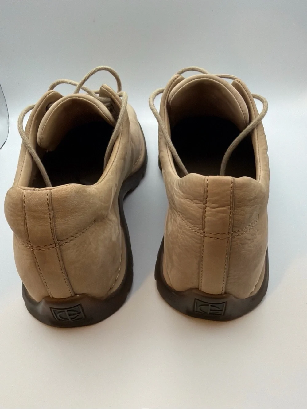 Vintage Cole Haan Country Men's Beige Nubuck Grained Leather Oxfords Lug Sole9.5